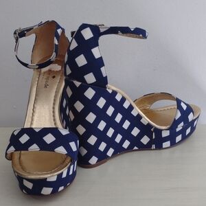 Kate Spade Navy and White Platform Sandals